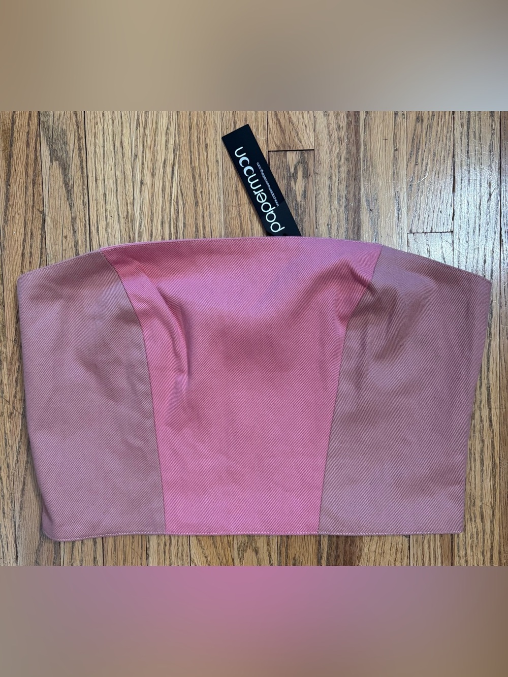 Papermoon Strapless Pink Colorblock Bustier Top